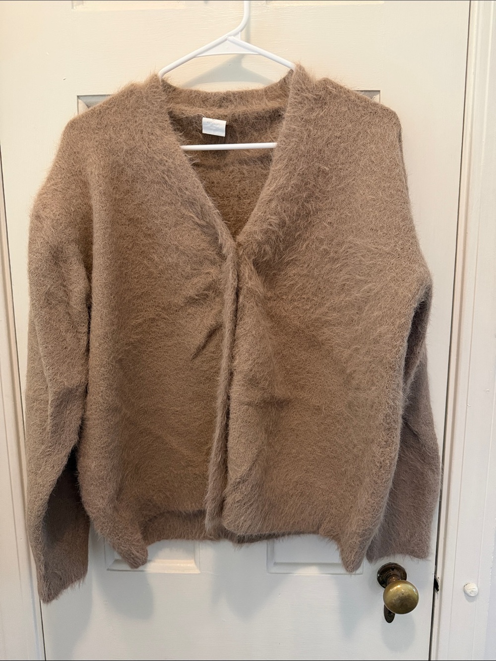 Amazon Women's Fluffy V-Neck Cardigan Sweater - Brown